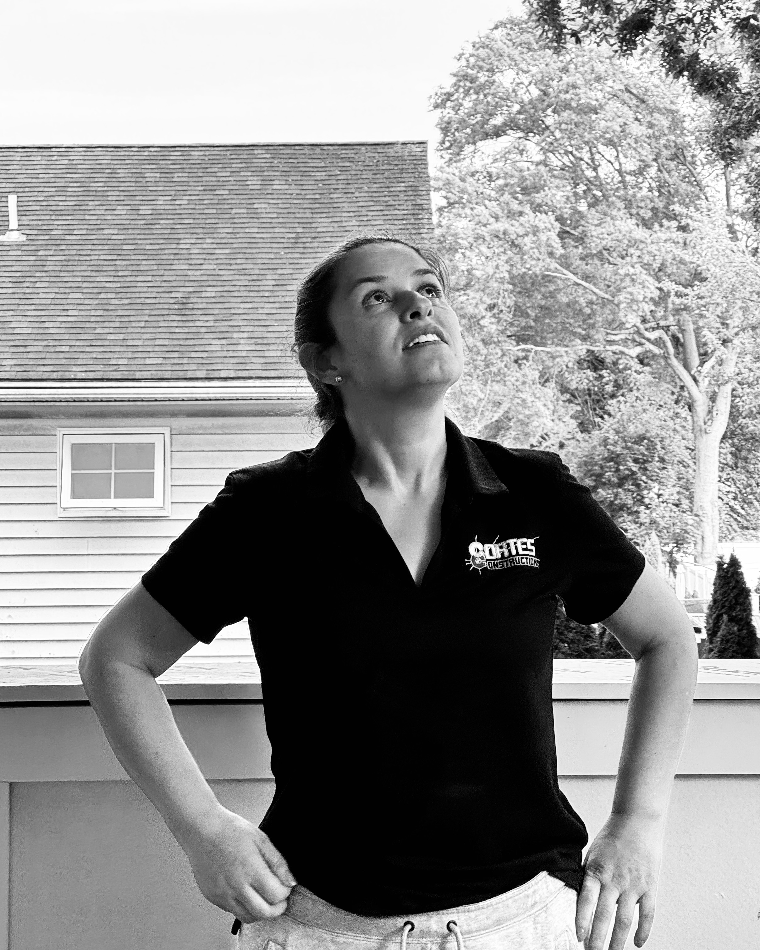 Sandra Cortes — Keeper, in the Cortes polo, B&W.